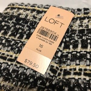NWT LOFT Black, Gold and White Mini Skirt - Size 16